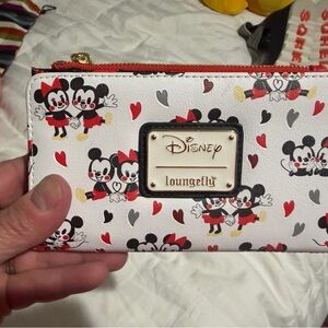 Disney Minnie & Mickey Heart Print Zip Wallet - White/Red/Black/Gray/Gold